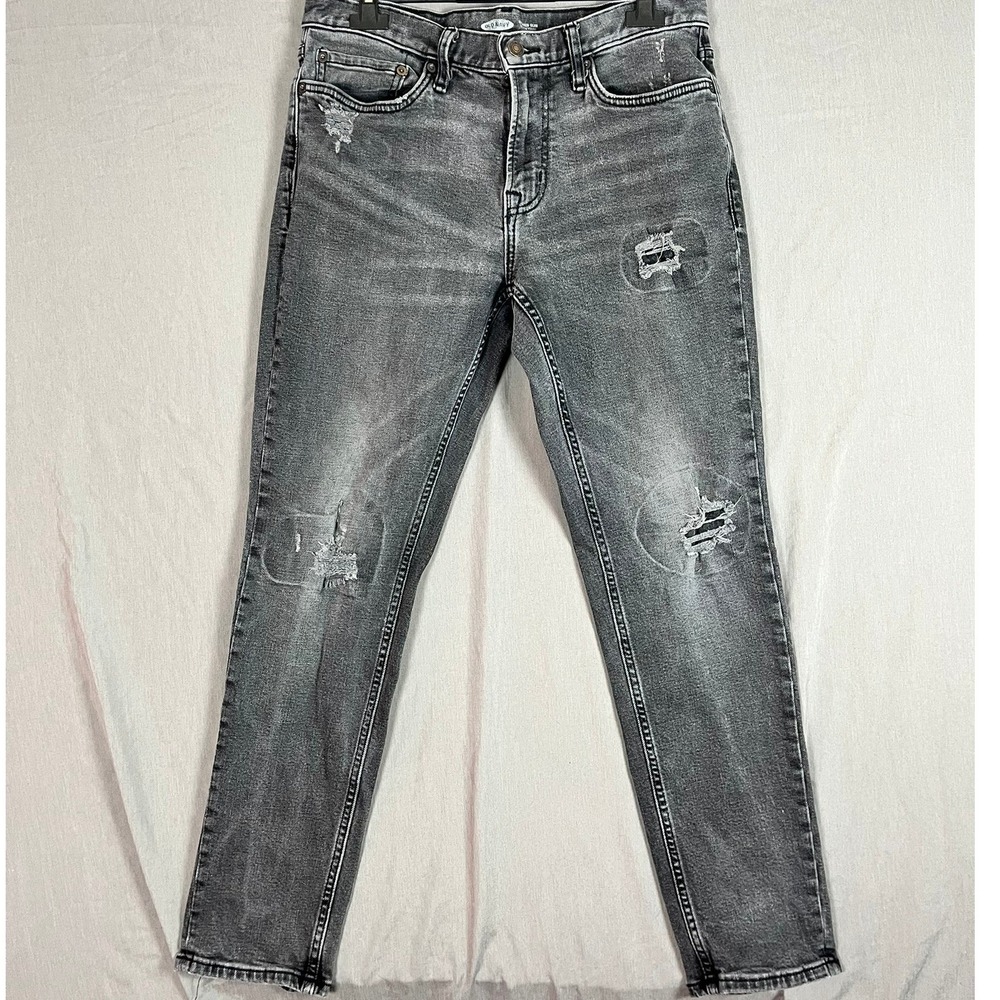 Old Navy Jeans Mens 30x30 Relaxed Slim Gray Distressed Built-In Flex EUC